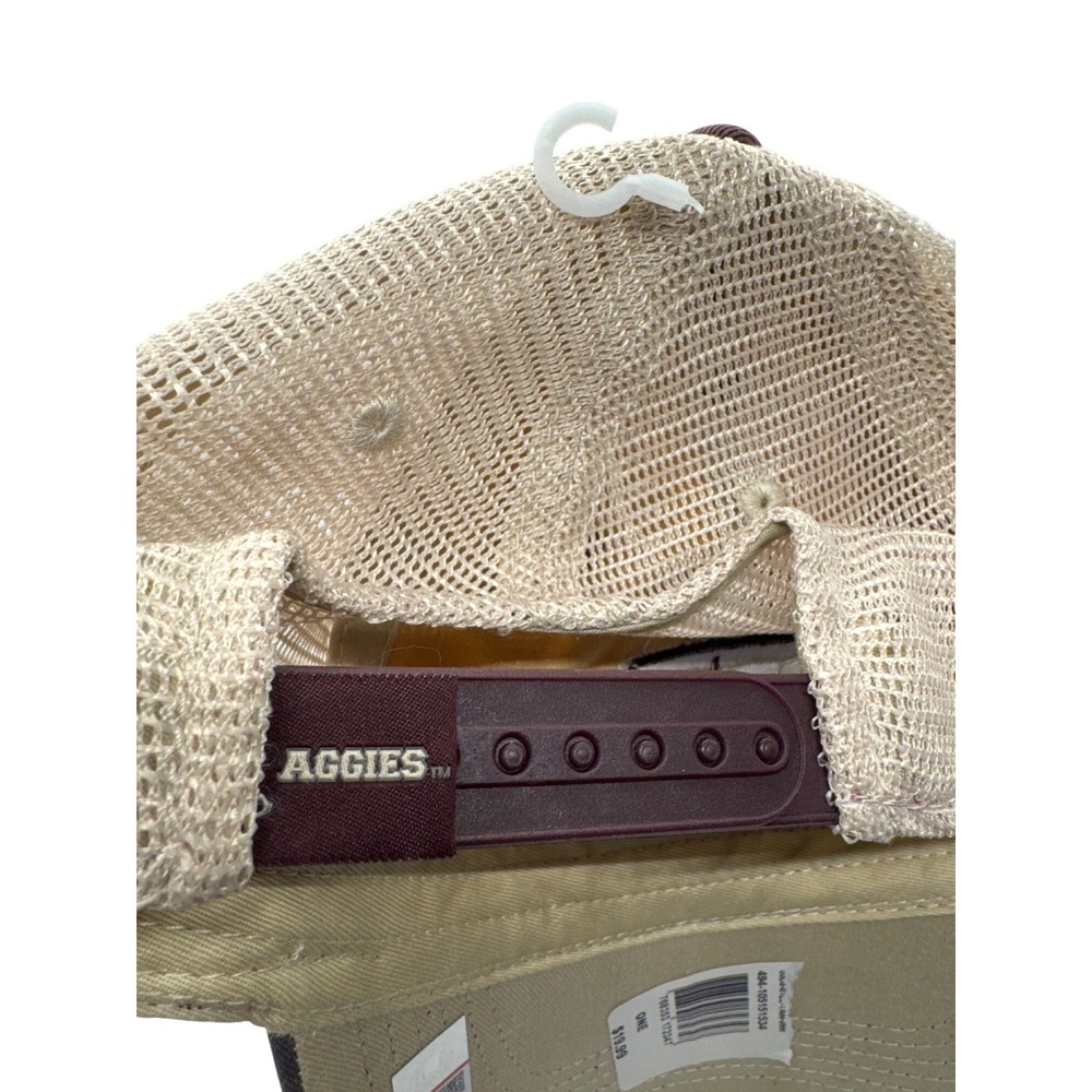 Texas A&M Aggies Brown & Beige Mesh Snapback Hat Top Of The World Adjustable Fit - Picture 5 of 5